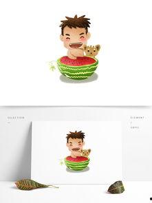 可爱夏日吃瓜男孩视频,夏日萌娃吃瓜欢乐多